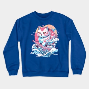 Funny Japanese Style Cat Fish Crewneck Sweatshirt